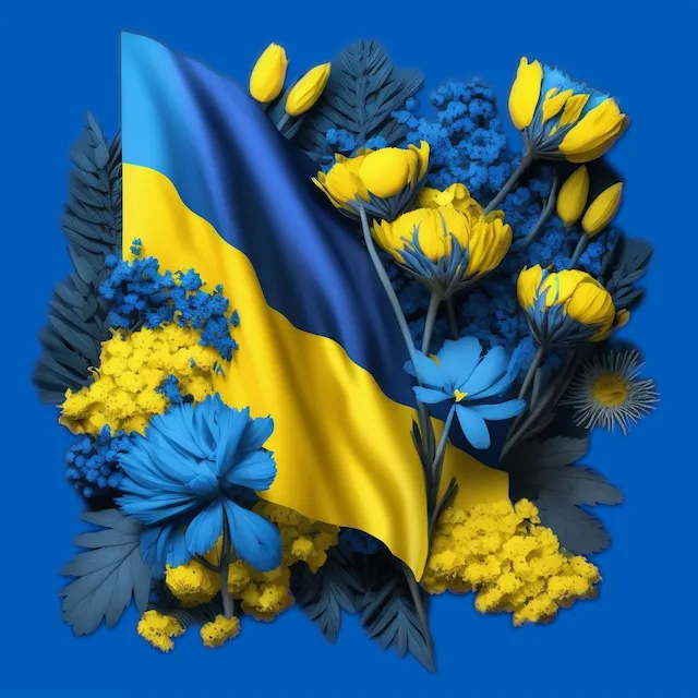 Bandiera ucraiana con i fiori